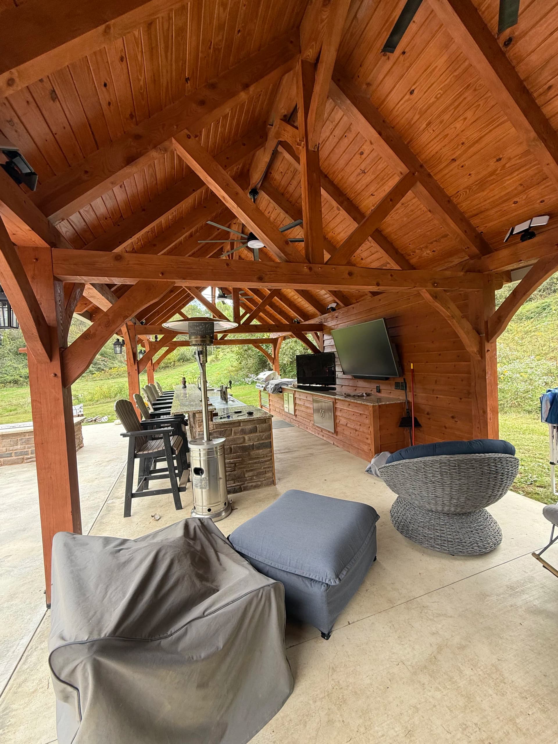 Timber Frame Outdoor Kitchen and Bar Built to Last image